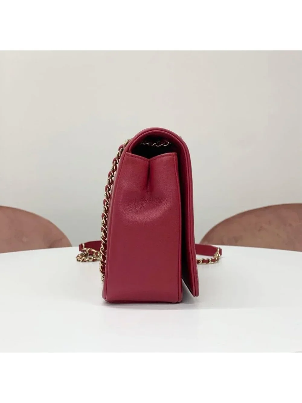 Chanel V Stitch Lambskin Turnlock Shoulder Bag